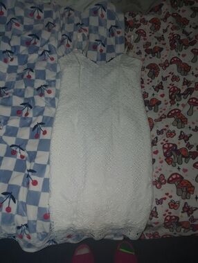 White Lace Spaghetti Strap Dress